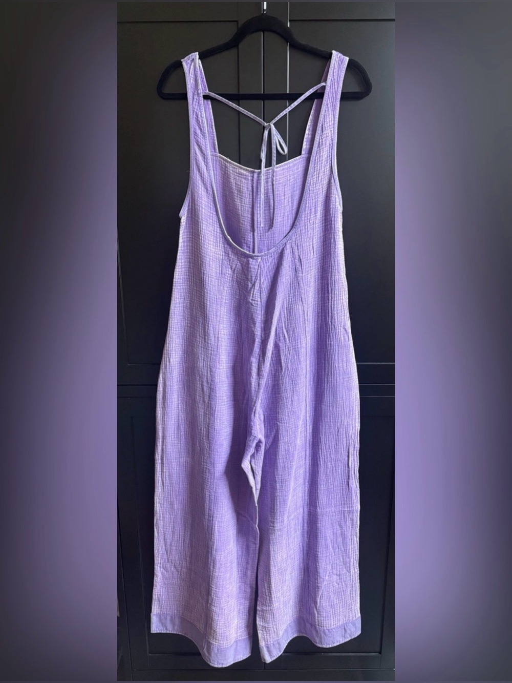 Zenana Lavender Wide-Leg Cotton Blend Jumpsuit New Size L - Picture 5 of 6